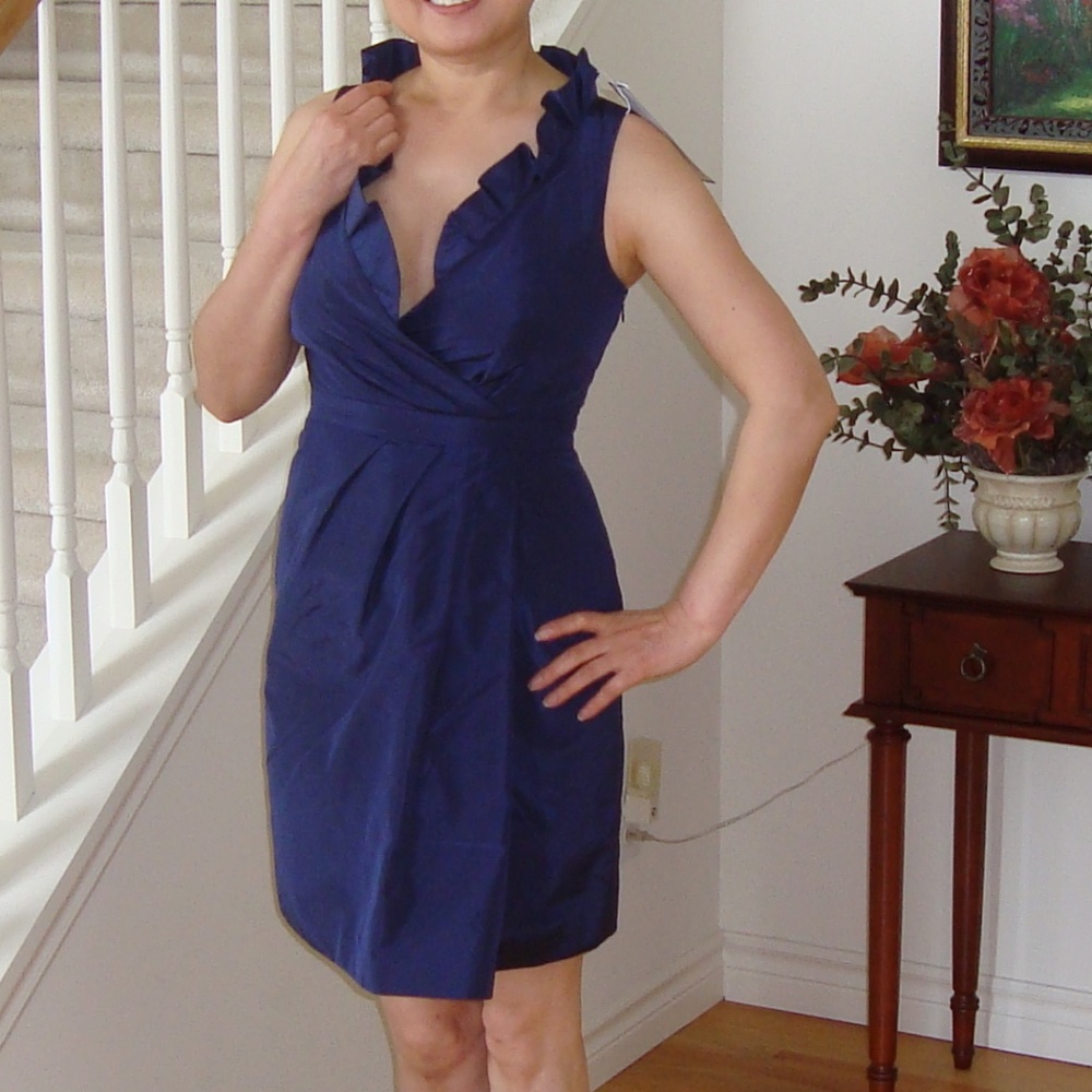 J.CREW Blakely Dress Taffeta Dark Pacific Blue 2